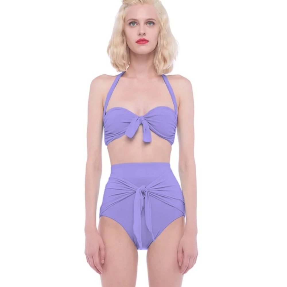 Norma Kamali Lavender tie front Bikini Set